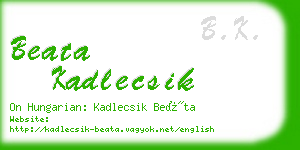 beata kadlecsik business card